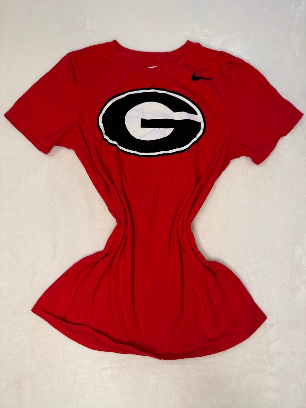 Nike Women’s Red Georgia 'G' Logo Short Sleeve Tee with Black & White Accents